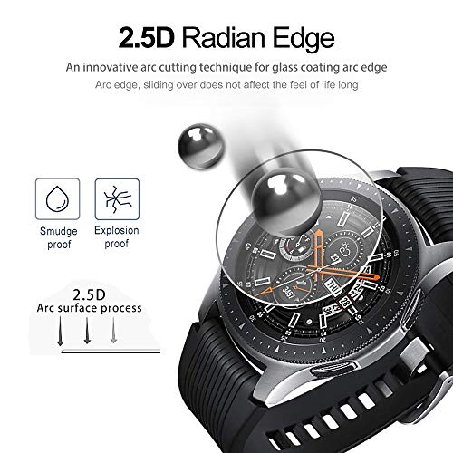 (4 Pack) Galaxy Watch 46mm HD Screen Protector, Protective Film [3D Curved] [Case Friendly] [Anti-Scratch] 9H Hardness Tempered Glass Screen Protector,for Samsung Galaxy Watch 46mm - Thumbnail 5