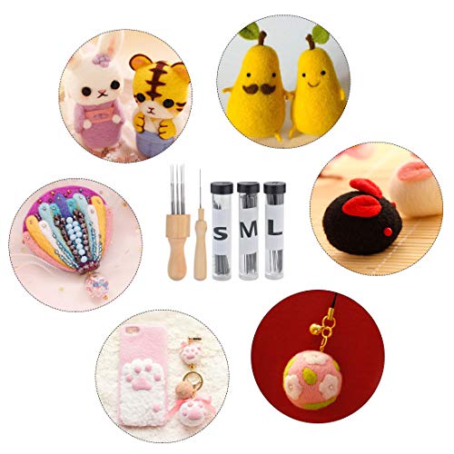 Yolyoo Needle Felting Kit Wool Felting Supplies with 90Pcs Felting Needles,3Pcs Needle Bottles,2Pcs Needle Felting Pen for Professional and Beginner