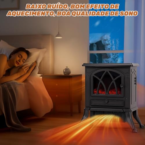 110V, 2000W, Design de Três Interruptores, Efeito de Vermelho de Chama 3D, Aquecedor Lareira Retrô, Aquecedor Eletrico Lareira