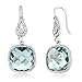 Gem Stone King Sterling Silver Simulated Aquamarine Dangle Earrings For Women (11.00 cttw, 30X12MM Cushion Cut)