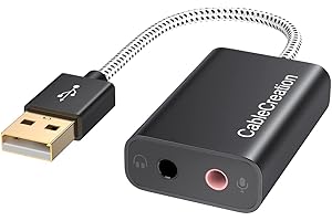 USB to 3.5mm Audio Adapter, CableCreation External Sound Card with Headphone Jack Compatible with Windows, Mac, macOS, Linux,