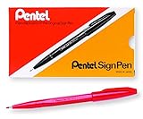 Pentel Sign Pen Fiber-Tipped Pen, Red Ink, Box of 12 (S520-B)