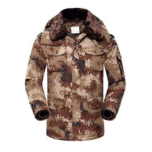 Aurdrey Hepburn Men's Winter Warm Cotton Big-Tall Outerwear Coats Thickening Plus Cashmere Windproof Army Camouflage Outdoor Coat Jacket For Women and Men (165/M)