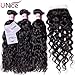 UNice Hair Icenu Series 8A Grade Brazilian Water Wave 3 Bundles with Lace Closure Free Part 100% Unprocessed Virgin Human Hair Weave Extensions (18 20 22+16 closure)