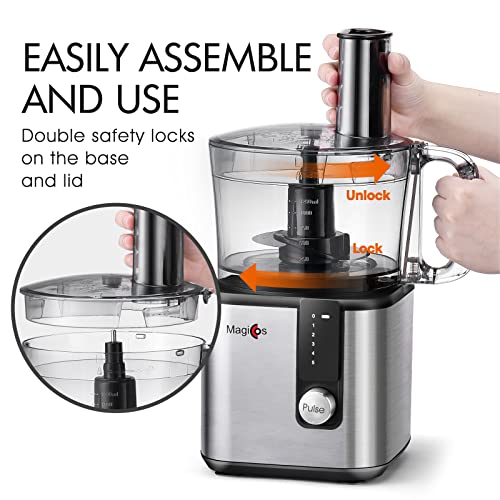 MAGICCOS 8Cup Citrus Juicer Food Processor 7 Functions Food
