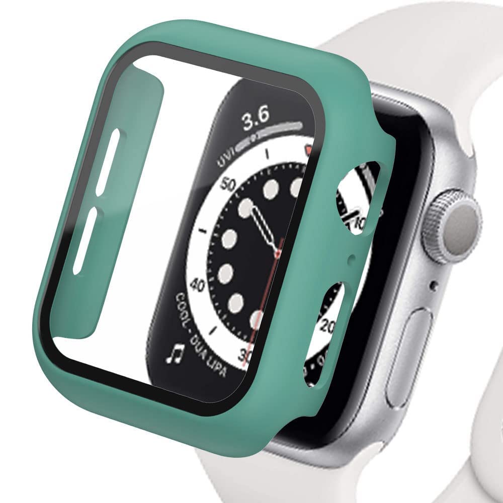 Lerxiuer Tempered Glass Screen Protector and PC Case Compatible with Apple Watch Series 7 41mm, [Full Coverage] Ultra-Thin and Matte Protective Case for iWatch 41mm