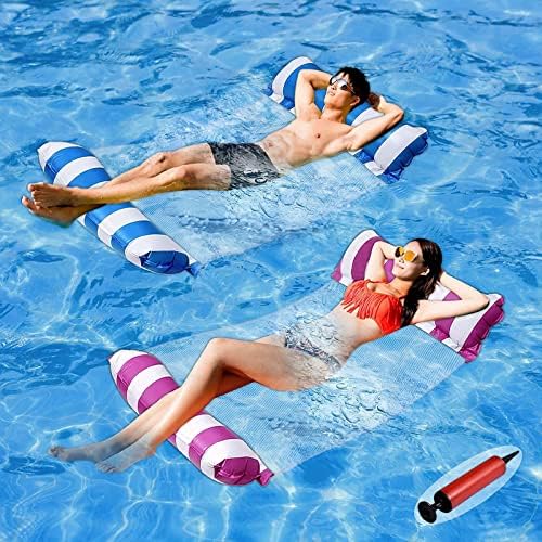 MIDOGAT 2-Pack Inflatable Pool Hammock & Chair – 4-in-1 Floating Lounger For Adults, Holds 265 Lbs