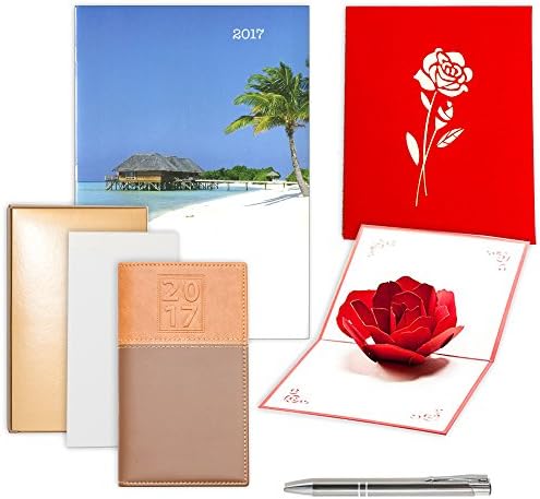 Mothers Day Gift Set 2017 Calendar | Pocket Organizer, Monthly Date Planner, Chrome Trim Pen, Notepad &amp; 3D Popup Card | Personalize for any other Occasion Birthday Graduation Anniversary (Island)