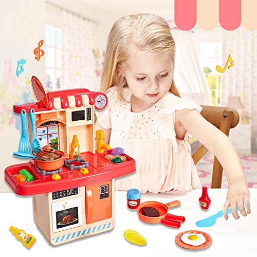 HERSITY Kinder Spielküche Kinderküche Zubehör mit Licht und Sound Herd Spüle Backofen Kochgeschirr Spielzeug… – Bild 8