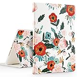 GVIEWIN Compatible for iPad 9.7 Case 2017/2018, Slim Fit Poetic Pattern Series Adjustable Multiple Stand Angles with Auto Sleep/Wake, All Round Protect Case for iPad 9.7 Flowering/Red