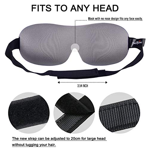 PrettyCare 3D Sleep Mask (Black and Grey with 2 Pack) Eye Mask for Sleeping - Contoured Night Blindfold for Airplane with EarPlugs & Yoga Silk Eye Bags for Travel, Best for Men Women