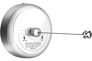 Skycase Retractable Clothes line, Stainless Steel Heavy Duty Clothesline with Adjustable Nylon Rope Indoor & Outdoor for Hanging Drying (Round Style, 0.9 Feet)，Silver