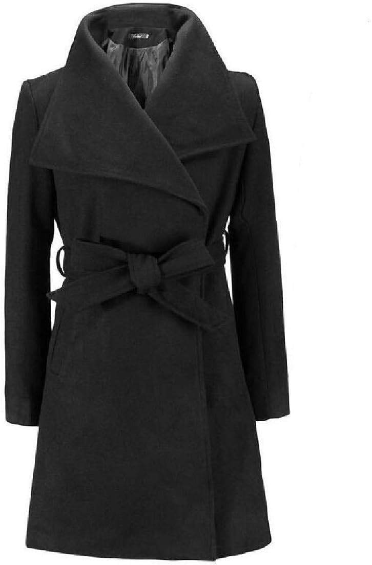 BLTR Women Overcoat Winter Slim Fit FullLength Belted Lapel Pea Coat Amazon.ca Clothing