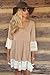 MIXMAX Bohemian Lace Splice Loose Tunic Dress (X-Large, khaki)