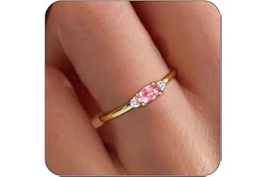 Lunvky 14k Gold Plated Birthstone Rings for Women Mother Dainty Cute Stackable Rings Non Tarnish Thumb CZ Emerald Green Gemstone Pinky Ring Jewelry Birthday Gift for Mom Daughter Band Size 6-11