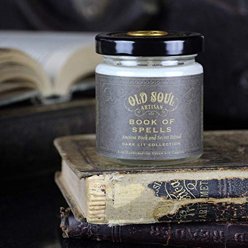 Book of Spells - Old Book Lovers Candle - Spellbook Bookish Bookworm Literature Gift for Readers 4oz