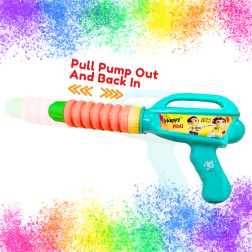Storio Holi Water Toy Gun with Pressure Mechanism for Long Throw, Back Holding Tank, Back Holding Tank - Chutki & Friends 3
