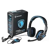 Gaming Headset Sades Sa708 Stereo Blue Gaming Headphone with Microphone for Pc Computer * With Retail Gift Box