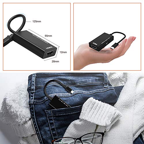 MHL Micro USB to HDMI Cable Adapter, MHL to HDMI 1080P Video Graphic Converter, Cable Adapter with Video Audio Output for Android Smart Phones & Tablets with MHL Function (Black)