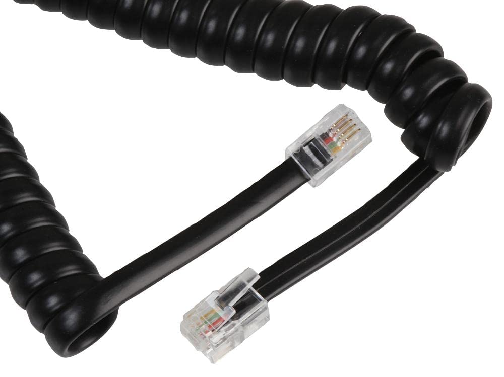 Pro Signal PSG04242 RJ10 Plug to Plug Coiled Handset Cord, 6.4m, Black