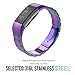 MoKo Fitbit Charge 2 Band, Universal Stainless Steel Watch Band Strap Bracelet + Connector for 2016 Fitbit Charge 2 Heart Rate + Fitness Wristband, Smart Watch NOT Included, Colorful
