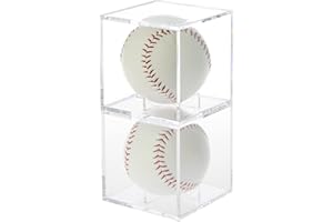LETURE Stackable Baseball Display Case, Acrylic Cube Memorabilia Display Storage Box, UV Protected Baseball Holder for Ball Display - Fits Official Size Ball (2)