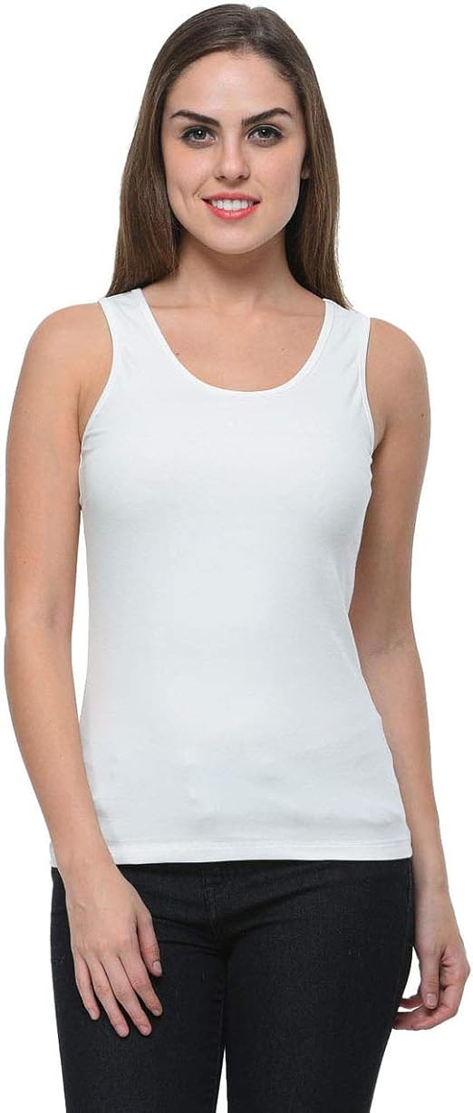 Frenchtrendz Ivory Cotton Spandex Tank Top for Women(XS4XL) Amazon.in