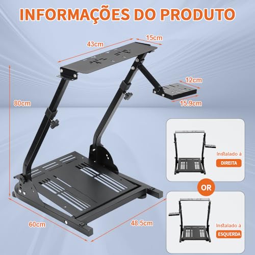 Suporte de Volante de Corrida Cockpit, Compatível com G25/G27/G29/G920/T300RS/T300GT/T500RS/TGT/T150/TS-PC/CSL/CSR/CSW