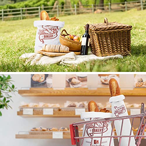 Bread Bags, 2 Pcs 11.8x17.7 and 2 Pcs 5.9x27.5 Bread Storage Bags, Made of Unglued and Unbleached Natural Flax Fabric