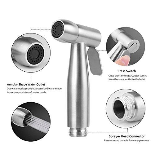Bretoes Stainless Steel Hand-Held Bidet Toilet Sprayer - Bidet Sprayer - For Personal Hygiene And Bedpan WC Spray (Bidet Nozzle 1)