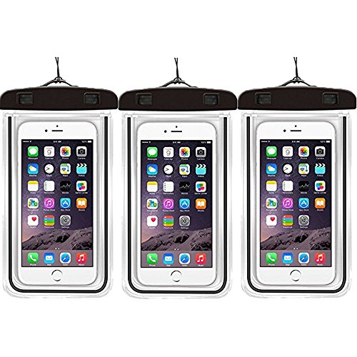 [3Pack]Waterproof Pouch Dry Bag Case with Strap CaseHQ Easy Fitting Sports Cases Cover Scratch-Resistant Slim-Light-Weight Transparent Covers Submersible Cellphones Under 5.8 (Black 3Pack) - Thumbnail 7