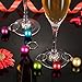 Zolee Wine Glass Charms, 6 Colors Mini Plastic Christmas Balls Design with Simple Buckle, Xmas Theme Glasses Markers Package in a Exquesite Gift Box for Parties Decoration