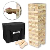 Sports Festival Giant Wooden Tumbling Timbers with Storage Bag, Hardwood Block Stacking Game for Yard Games