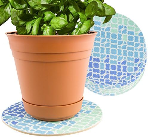Plastec (6-Pack Indoor Plant Mat for Plastic or Ceramic Flower Pot Trivet Floor Planter Coaster Set