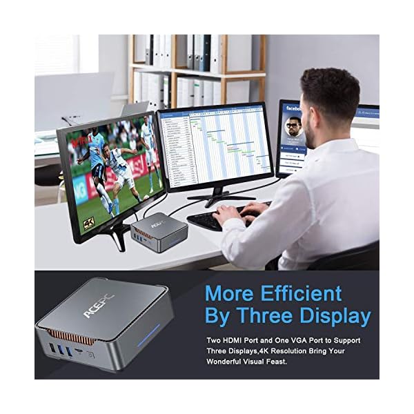 ACEPC Mini PC,Intel Celeron N3350,4GB DDR3 64GB eMMC,Windows 10 Pro Mini Computer Desktop,Support 2.5'' SATA SSD/HDD…