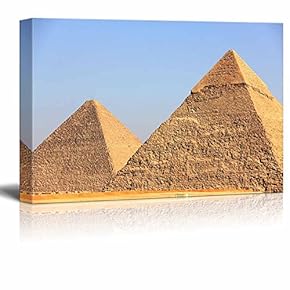 Canvas Prints Wall Art - Beautiful Scenery/Landscape Pyramids of Giza in Egypt | Modern Wall Decor/Home Decoration Stretched Gallery Canvas Wrap Giclee Print & Ready to Hang - 12" x 18"