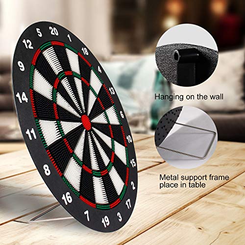 Theefun Safety Dart Board Set 16 Inch Rubber Dartboard Game with 6