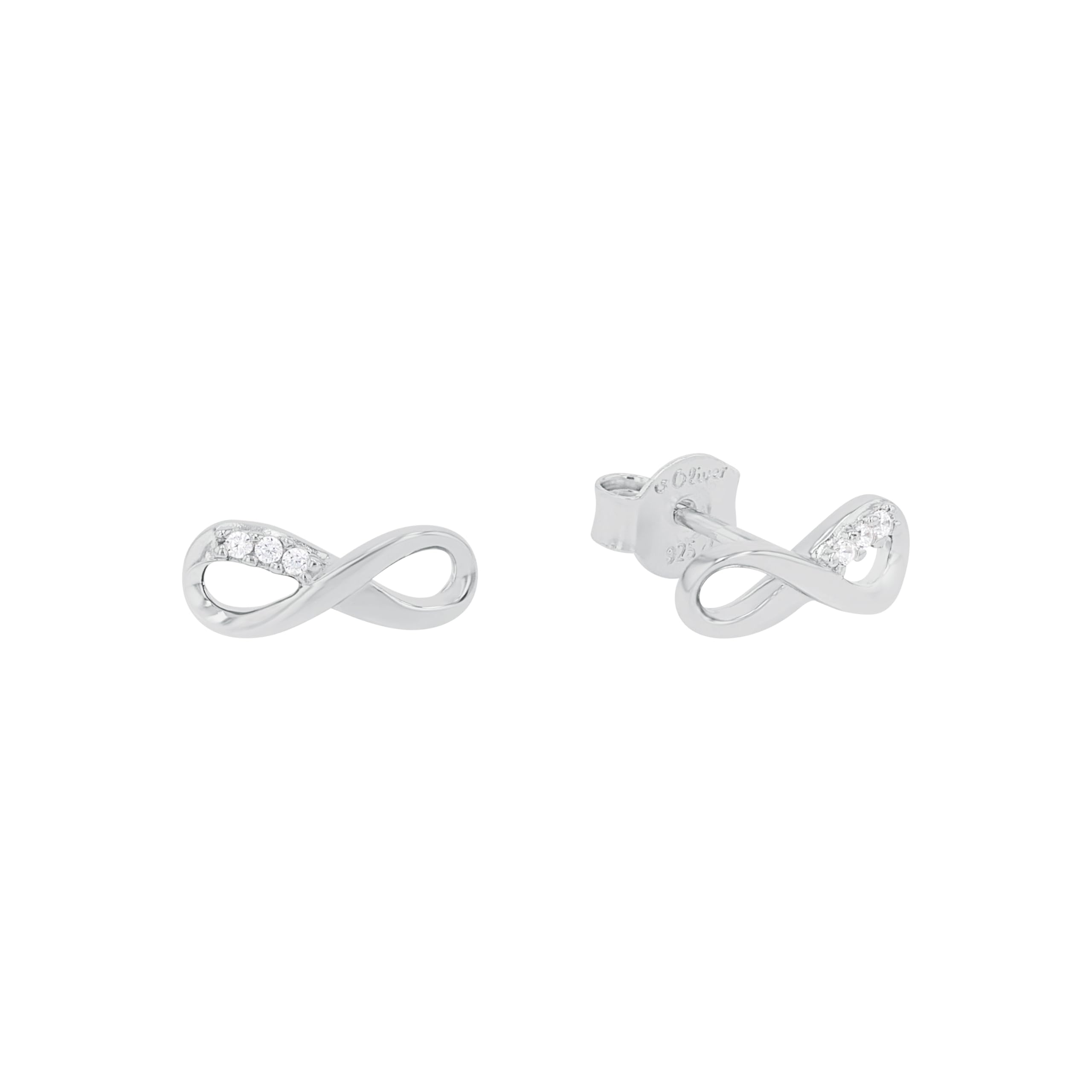 s.Oliver Stud earrings Women Ear jewelry, with Zirconia synth., 0,4 cm, Silver, Infinity, Comes in jewelry gift box, 2017247 — image 1
