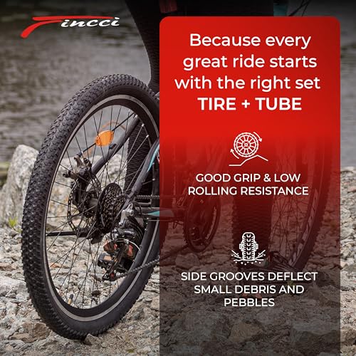 Fincci MTB Tyres 26 x 2.1 Inches 57-559 Pair Folding Bike Tyres 26 with 2 x Air Cameras Presta Valve for Mountain Bike, Racing Bike, Electric Bicycle – Pack of 2