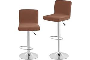 SONNACH Velvet Bar Stool Seat Covers, Square Barstool Covers Slipcovers,Counter Height Chair Covers (2, Brown)