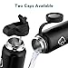 BUZIO Double Wall Stainless Steel Sports Water Bottle, BPA-Free Flex Cap and Straw Lid, 40 Ounces, Black