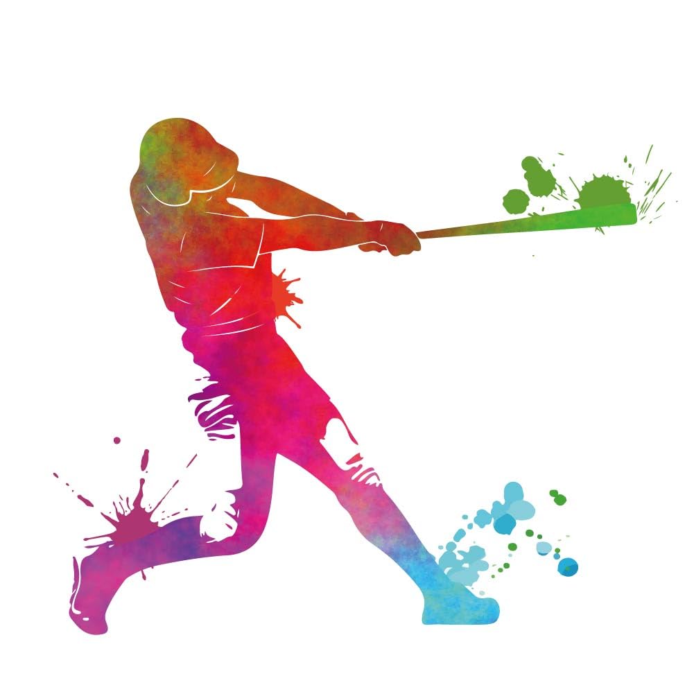 SUPERDANT Colorful Baseball Wall Stickers Sports Figure Wall Decal Large Size Minimalist Style Sports Room Training Field Baseball Field Wall Decoration
