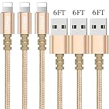 iPhone Charger,Hiway Nylon Braided Lightning Cable USB 3PACK 6FT Fast Charging High Speed Data Sync Cord Compatible with iPhone 8/8 Plus/7/7 Plus/6/6s/6 plus/6s Plus/ 5s/5c,iPad, iPod and More