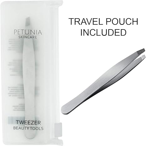 Stainless Steel Slant Tip Eyebrow Tweezers Precision Plucking