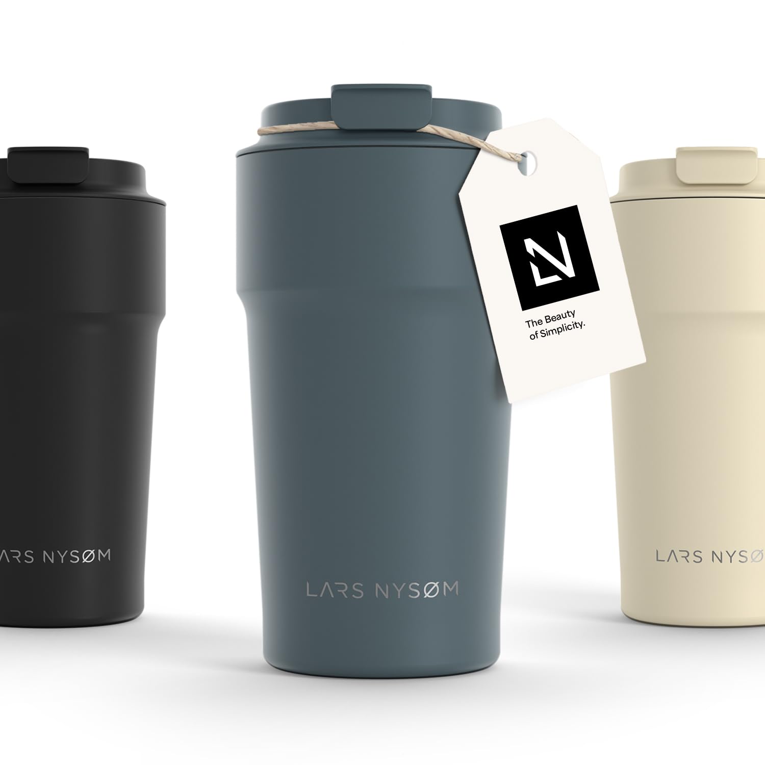 LARS NYSØM Thermo Coffee Mug-to-go 17oz | Travel Mug 0.5 Liter with Insulation | Leak Proof Stainless Steel Thermal Tumbler for Coffee and Tea on the Go (Stone Blue, 500ml) — image 1