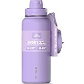Hydrapeak 32oz Sport Insulated Water Bottle with Straw & Chug Lid, Leak & Spill Proof, Keeps Drinks Cold for 24 Hours, Hot for 12 Hours, Premium Stainless Steel Water Bottles (32oz, Digital Lavender)