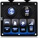 FXC Waterproof Marine Boat Rocker Switch Panel 4 Gang with 4.2A Dual USB Slot Socket + Digital Voltage Display + Cigarette Lighter LED Light for Car Rv Vehicles Truck primary