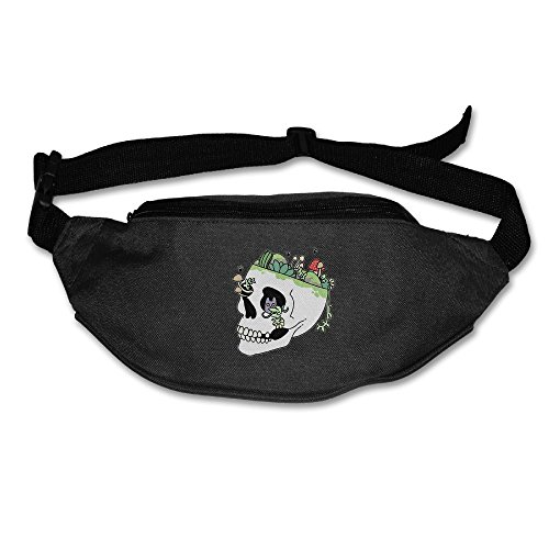 Unisex Skull Plants Fanny Pack Waist/Bum Bag Adjustable Belt Bags Running Cycling Fishing Sport Waist Bags Black