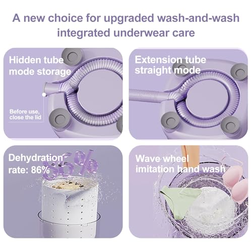 Mini Washing Machine with Dryer Portable, 2L Underwear Washer, Rechargeable Wireless Washing-Machine, Laundry Cup for Bra, Underwear, Socks (Beige)