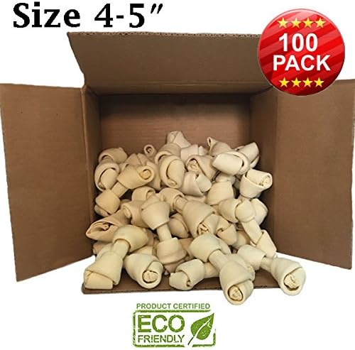 4-5 Inch Premium Dog Bones –Chewing Dog Treat Made with The Best Rawhide 100% Natural, No Additives, Chemicals or Hormones Natural Grass Fed in South America - USDA/FDA Approved